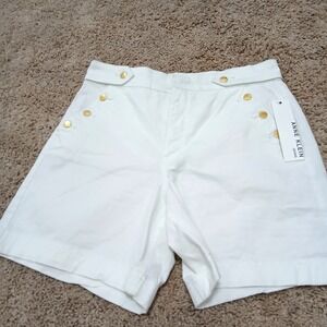 *NEW* Anne Klein Women's Shorts 10 White Denim Stretch Sailor/Button High-Rise